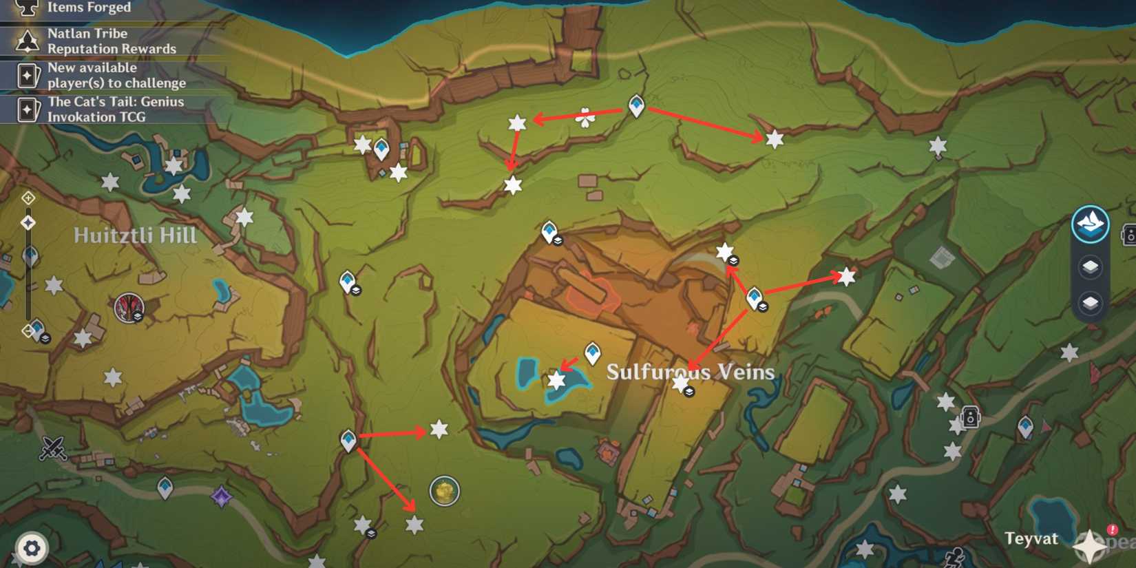 Genshin Impact- Sulfurous Veins Saurian Locations