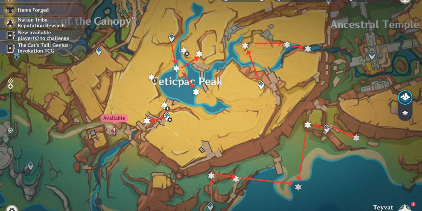 Genshin Impact- Teticpac Peak Saurian Locations