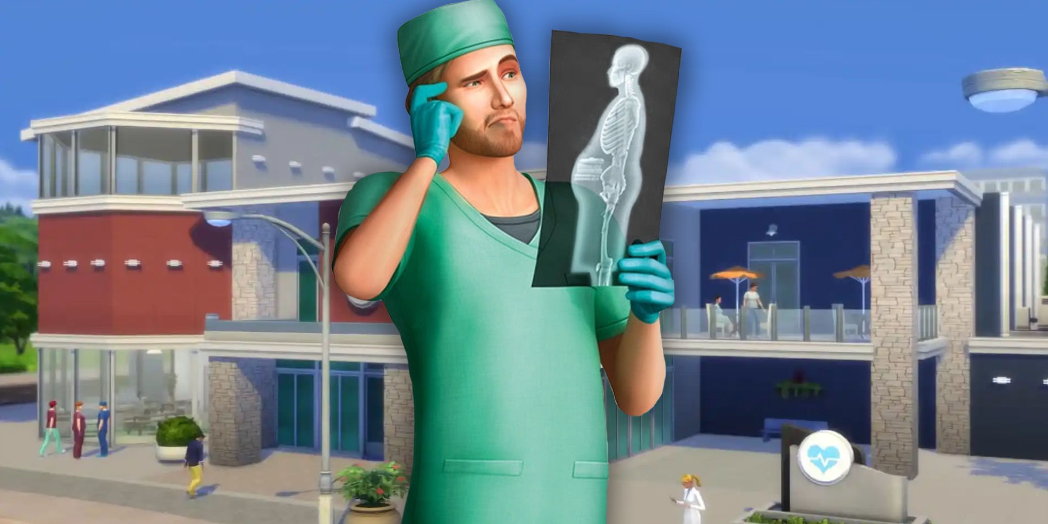 Sims doctor holding an X-Ray