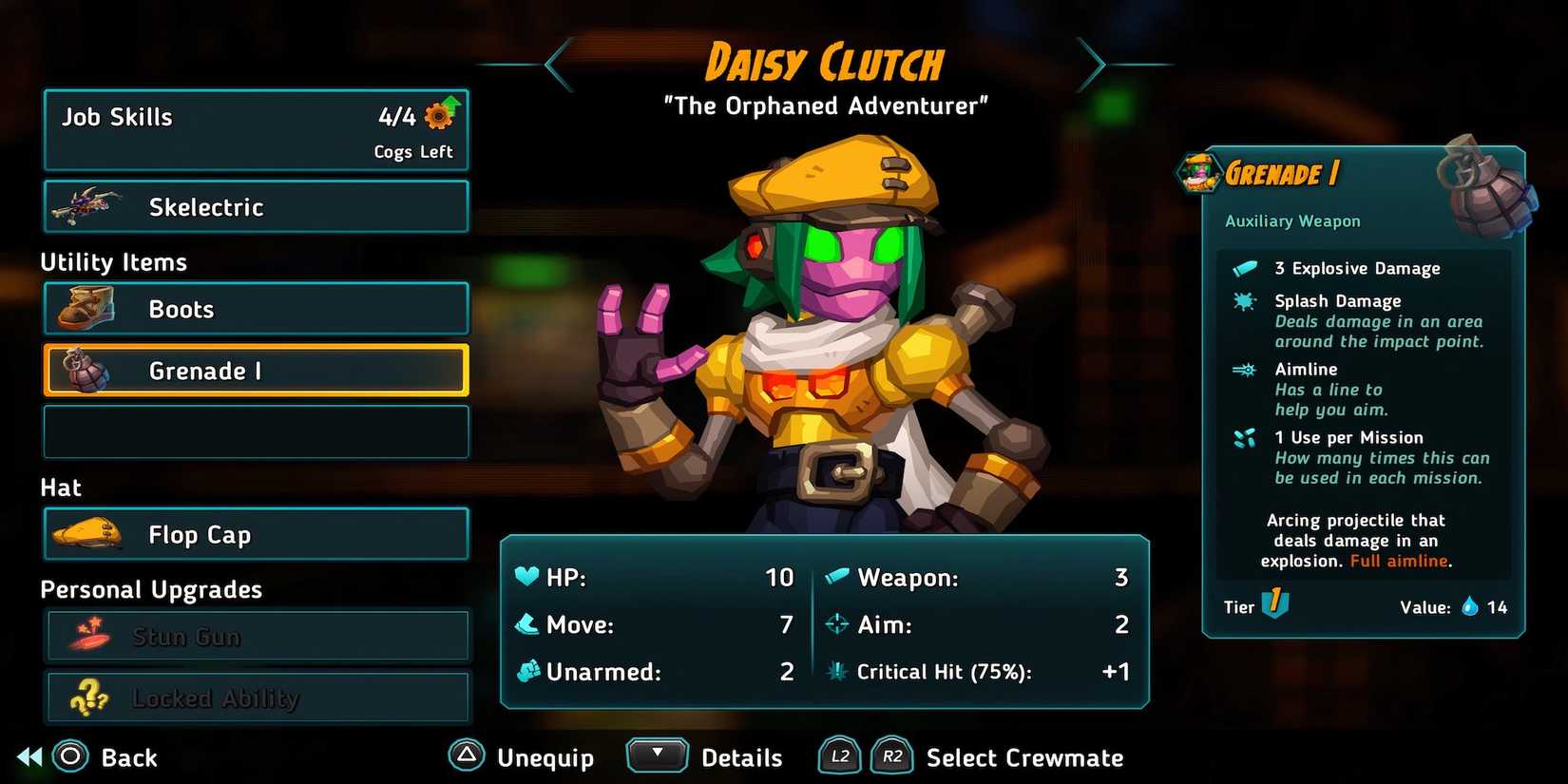 Grenade 1 utility item in SteamWorld Heist 2