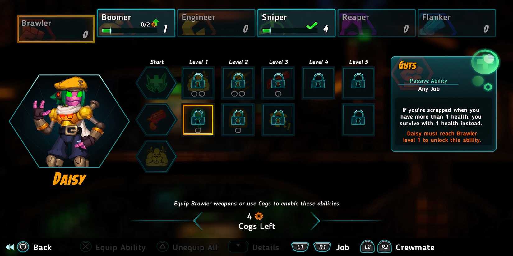 Guts skill in SteamWorld Heist 2