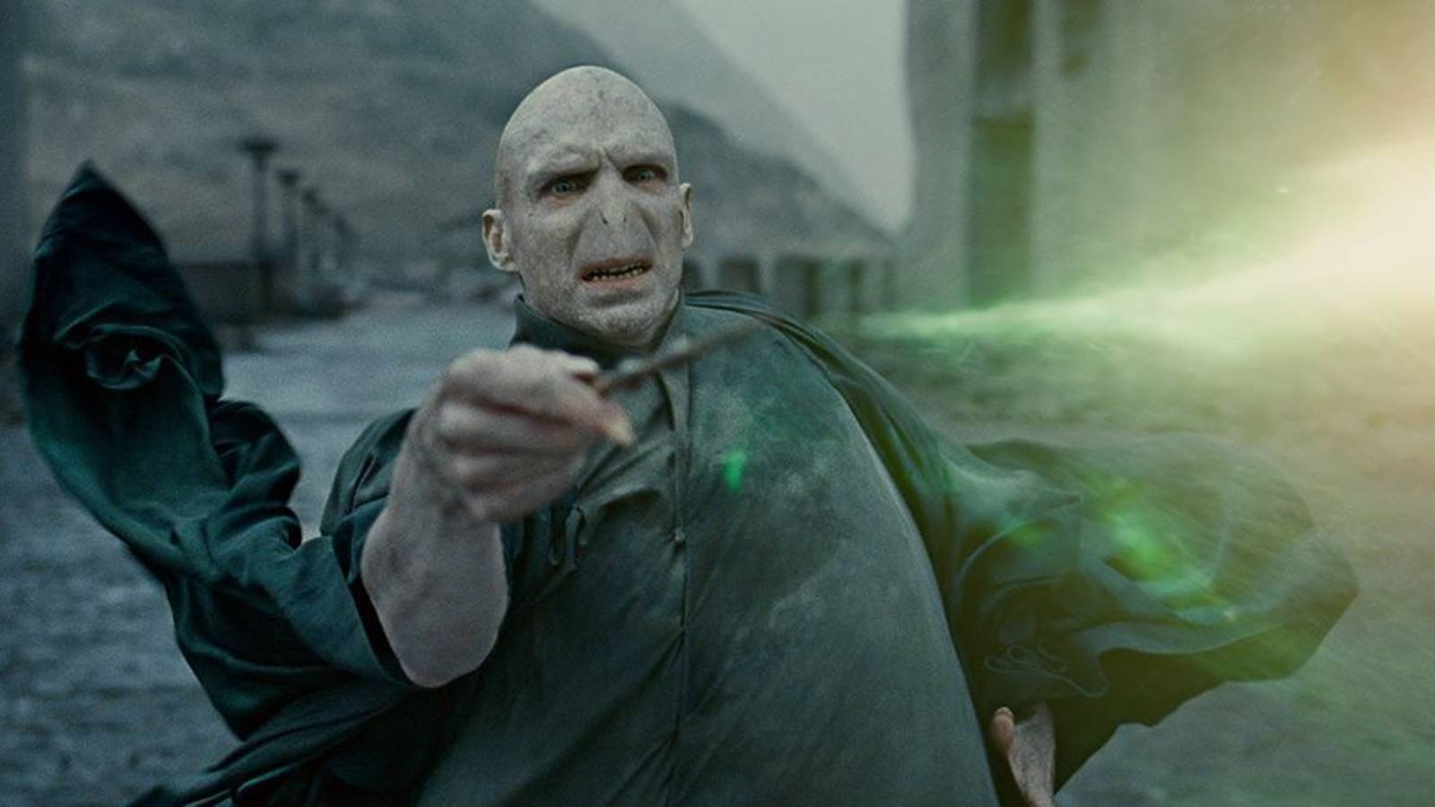 Voldemort casting a killing curse in Harry Potter and the Deathly Hallows