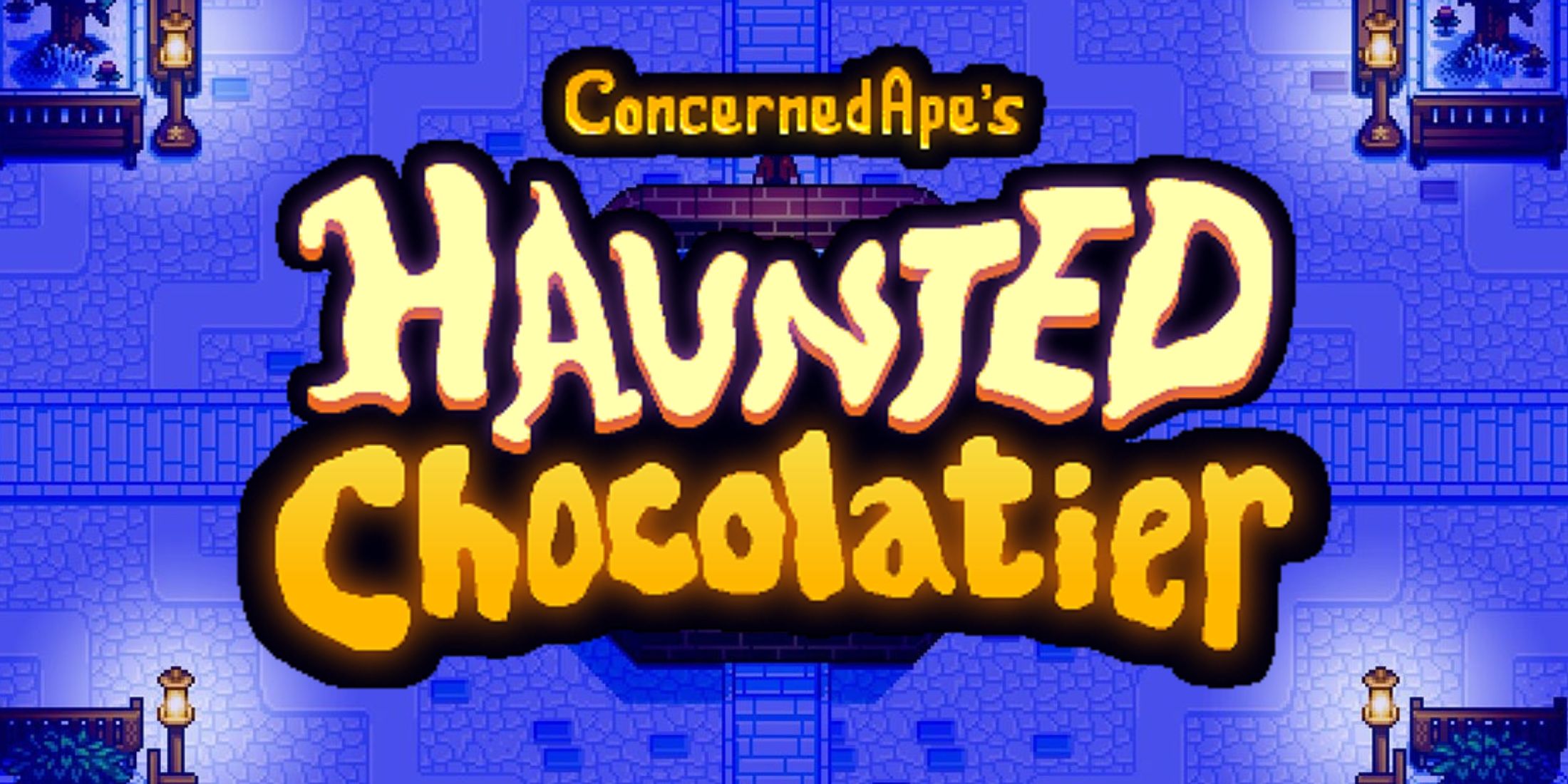 Haunted Chocolatier Logo Castle Background