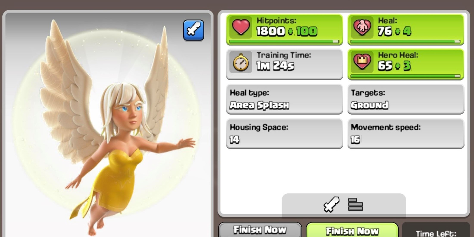 Healer floating next to a display of its statistics in Clash of Clans 