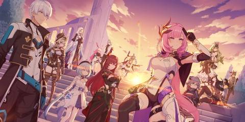A promotional visual for Honkai Impact 3rd showing the game's main cast.