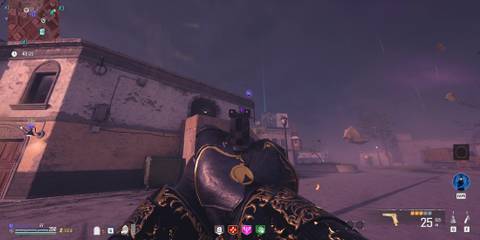 Screenshot showcasing how to activate the triangle ritual by shooting the purple ruins in MW Zombies