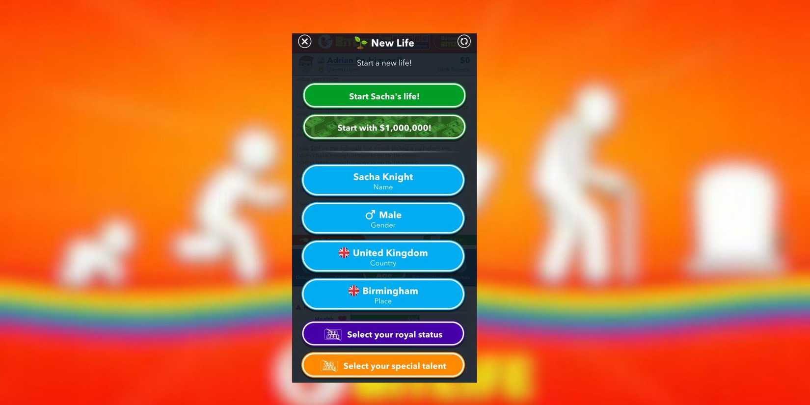 how to be born in uk bitlife