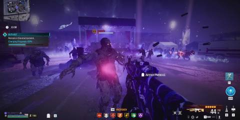 Screenshot showcasing how to complete the Outlast objective to complete Countermeasures in MWZombies 