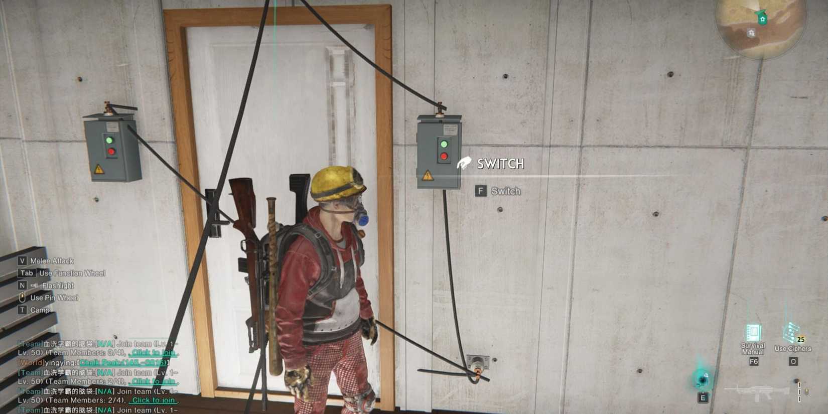 A meta human interacting with a switch in Once Human