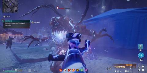 Screenshot showcasing how to eliminate the source of the signal distruption to complete Countermeasures in MWZombies