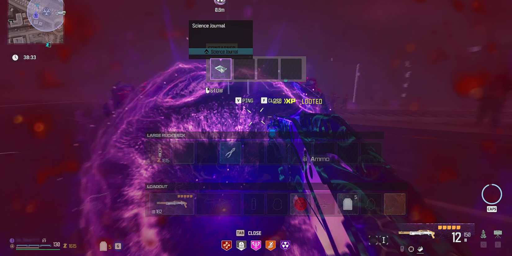 Screenshot showcasing how to get the Science Journal in MW Zombies 