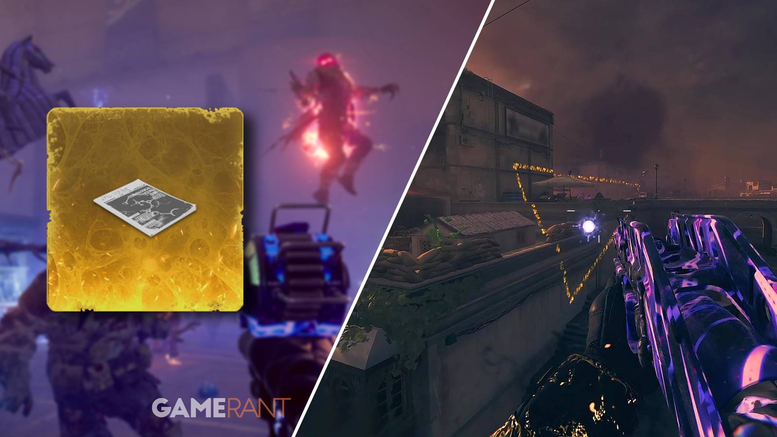 Split-image showcasing the steps needed to acquire the Science Journal in MW3 Zombies