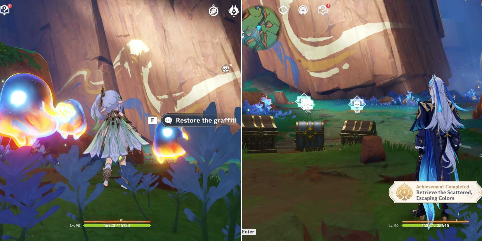 how to restore  the spiritwall cave graffiti wall in genshin impact