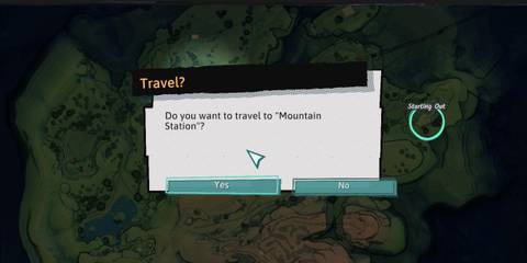 A fast travel confirmation pop-up in Dungeons of Hinterberg.