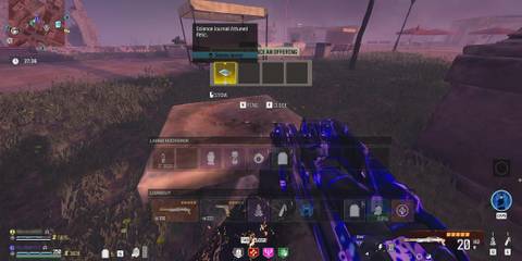 Screenshot showcasing how to use the upgraded Science Journal in MW Zombies 