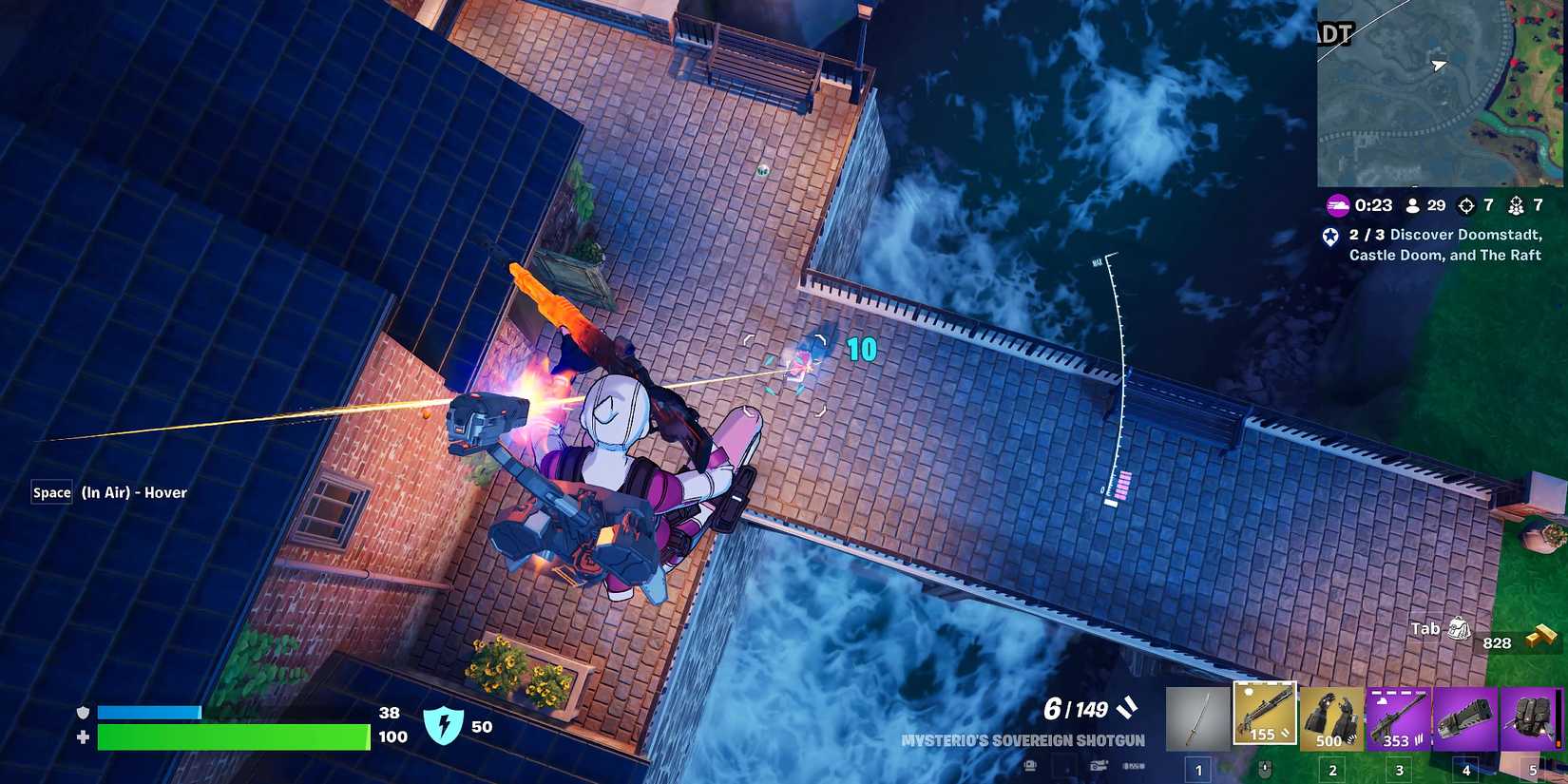 Screenshot showcasing how to use War Machine's Auto Turret in Fortnite 