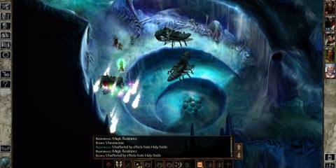 Custom party in combat with remorhaz creatures