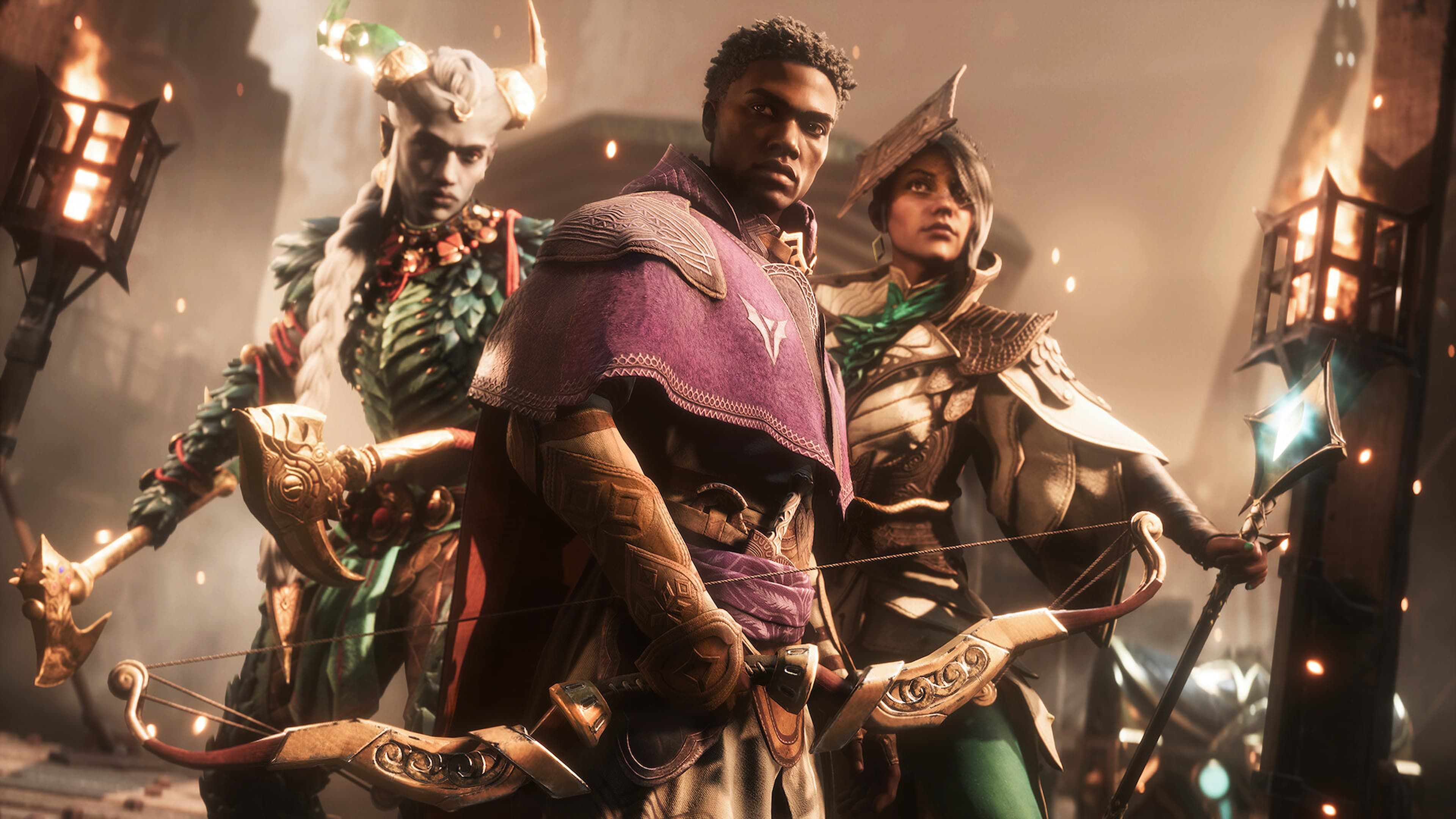 A trio from the main party of Dragon Age: The Veilguard
