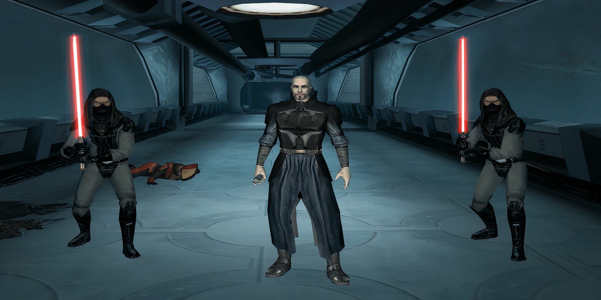 Darth Bandon in Star Wars Knights of the Old Republic with two dark jedi