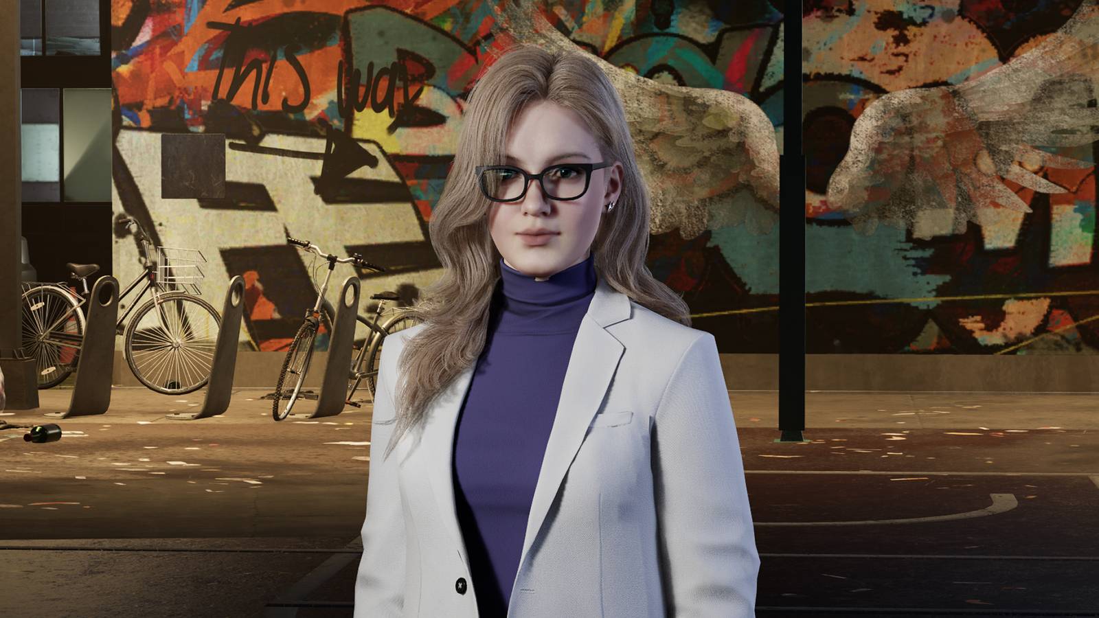 A female character from InZOI with the streets in the background