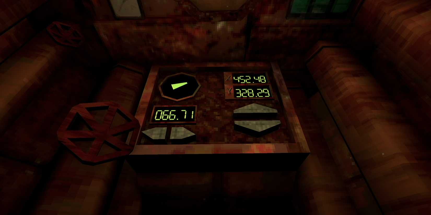 A close-up of the console to control the submarine