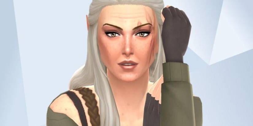 An image of Jaheira from Baldur's Gate 3 recreated in The Sims 4 