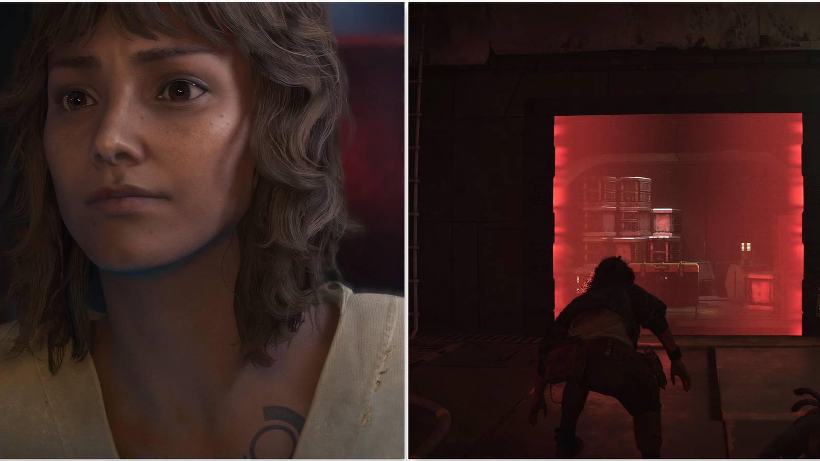 Kay and Standing in front of a locked gate in Star Wars Outlaws