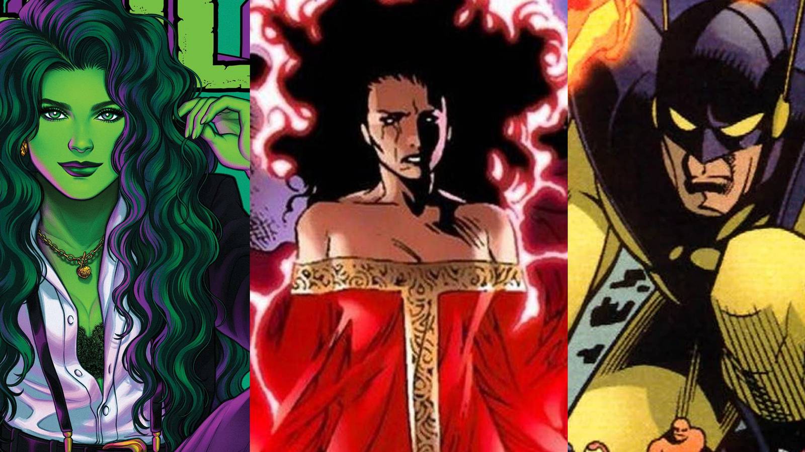 She-Hulk; Wanda in House of M; Hank Pym as Yellowjacket