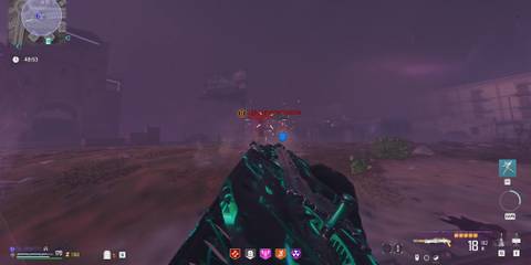 Screenshot showcasing how to kill zombies within the Aether Storm to get the Science Journal in MW Zombies 