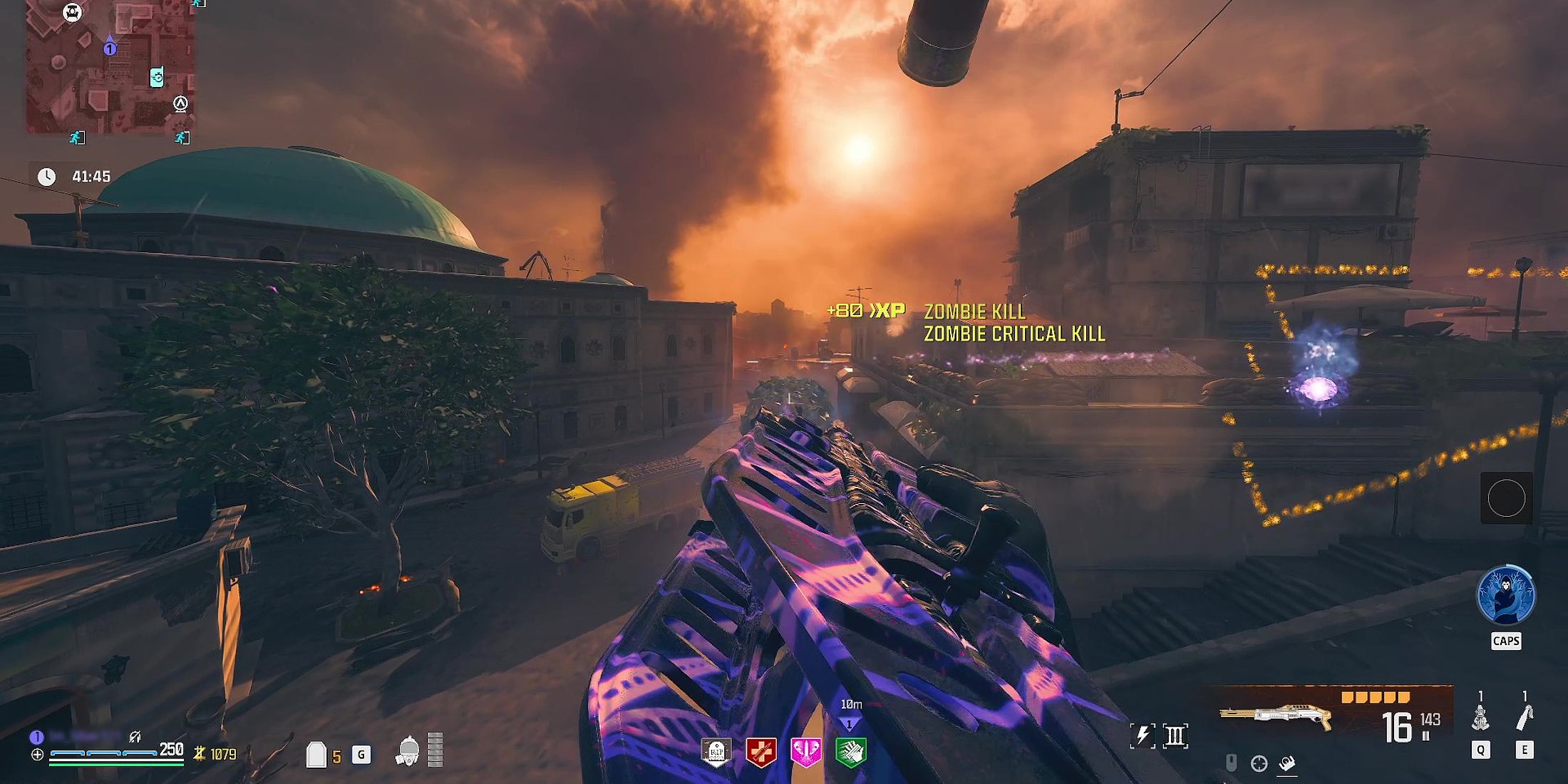 Screenshot showing killing zombies on the ritual site to get the science journal in MW Zombies 