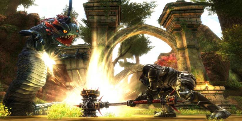 Serpent Monster Attacking A Knight In Kingdoms of Amalur Reckoning 