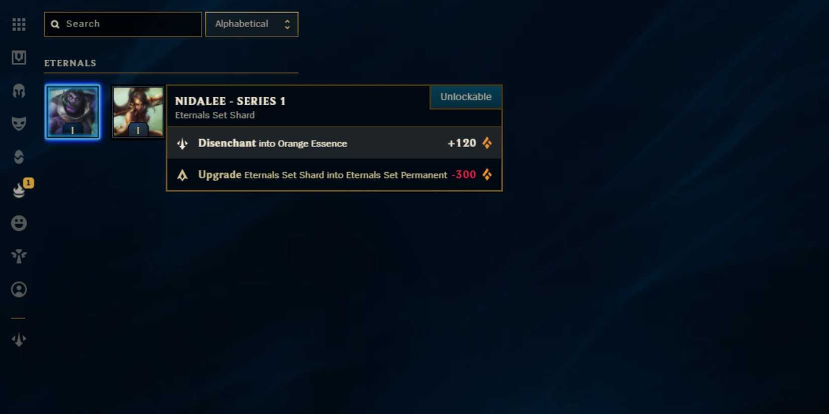 League of Legends Disenchant Eternals For Orange Essence