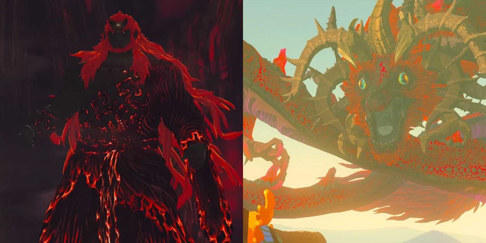 Link faces Demon King Ganondorf and the Light Dragon faces off against the Demon Dragon.