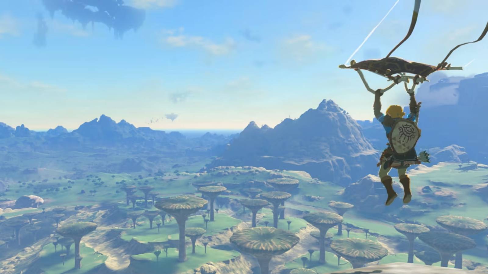 Link gliding through Hyrule in The Legend Of Zelda: Tears Of The Kingdom