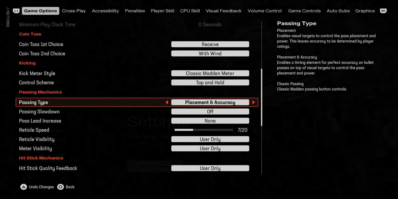 Madden NFL 25 - Passing Style Options