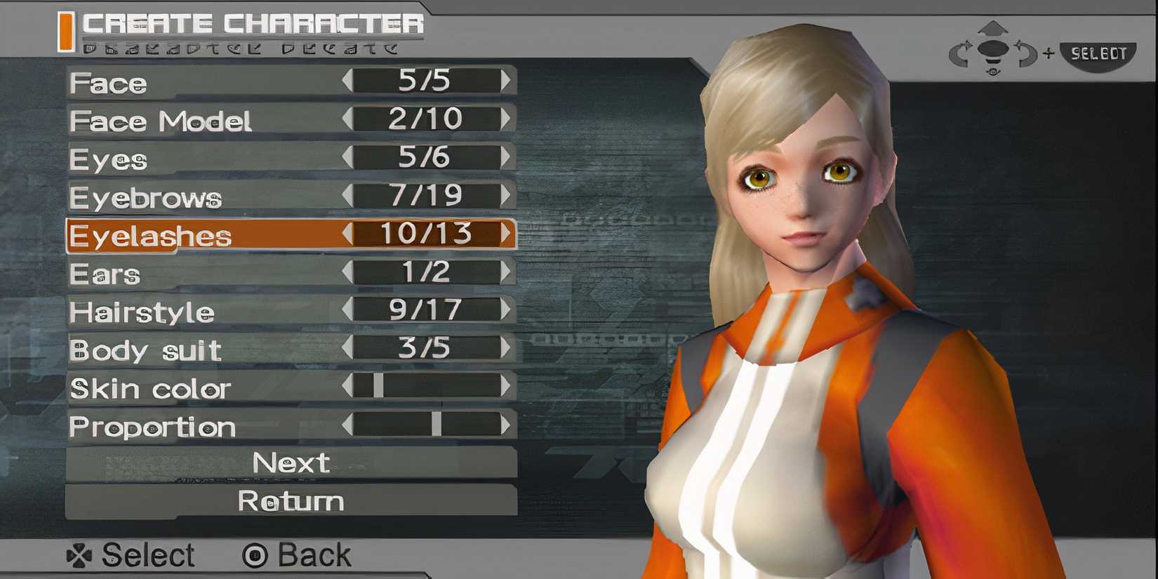 Making a character in Phantasy Star Portable