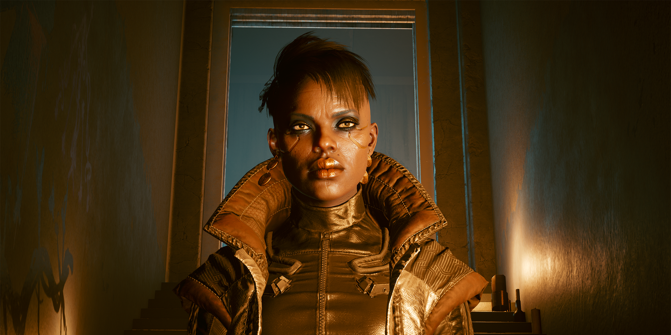 Maman Brigitte, a Netrunner and the leader of the Voodoo Boys in Cyberpunk 2077