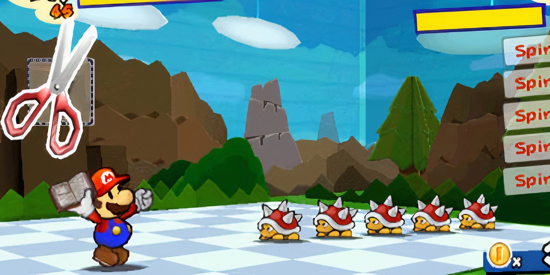 mario in battle with spinys