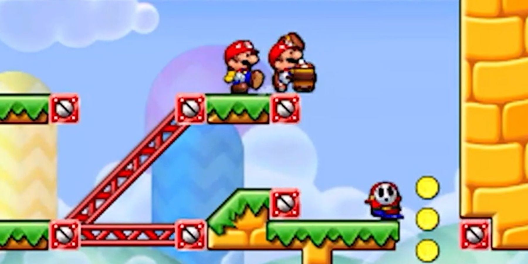 mini marios approaching a shy guy