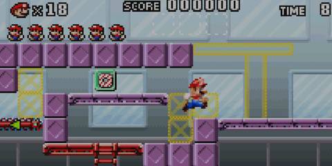 mario running across a stage