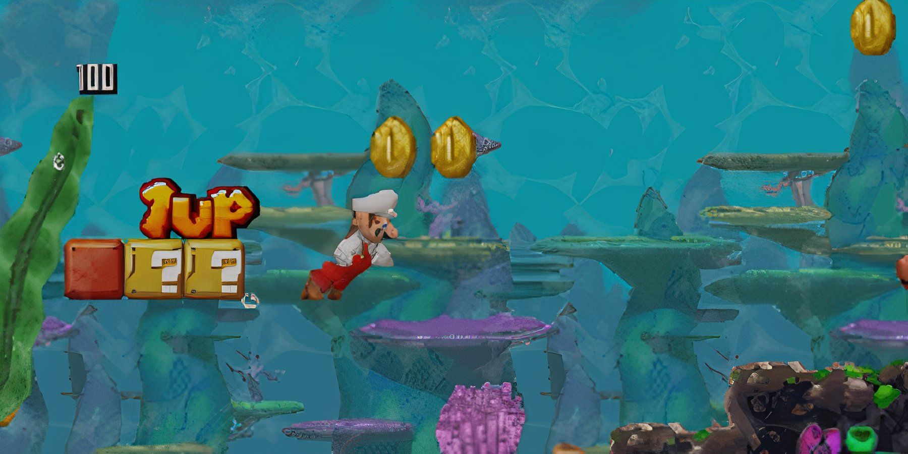 mario swimming through a level