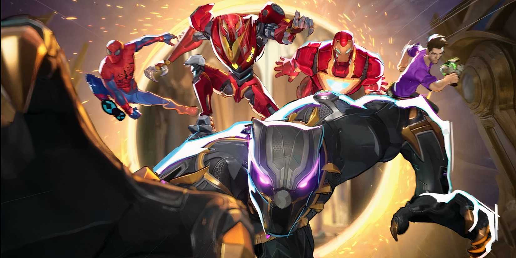 Marvel Rivals reveal trailer thumbnail with black panther, iron man and spiderman