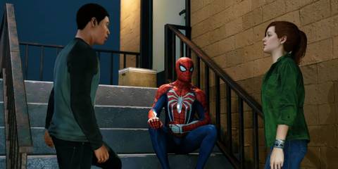 Spider-Man, Miles, and Mary Jane in Marvel's Spider-Man