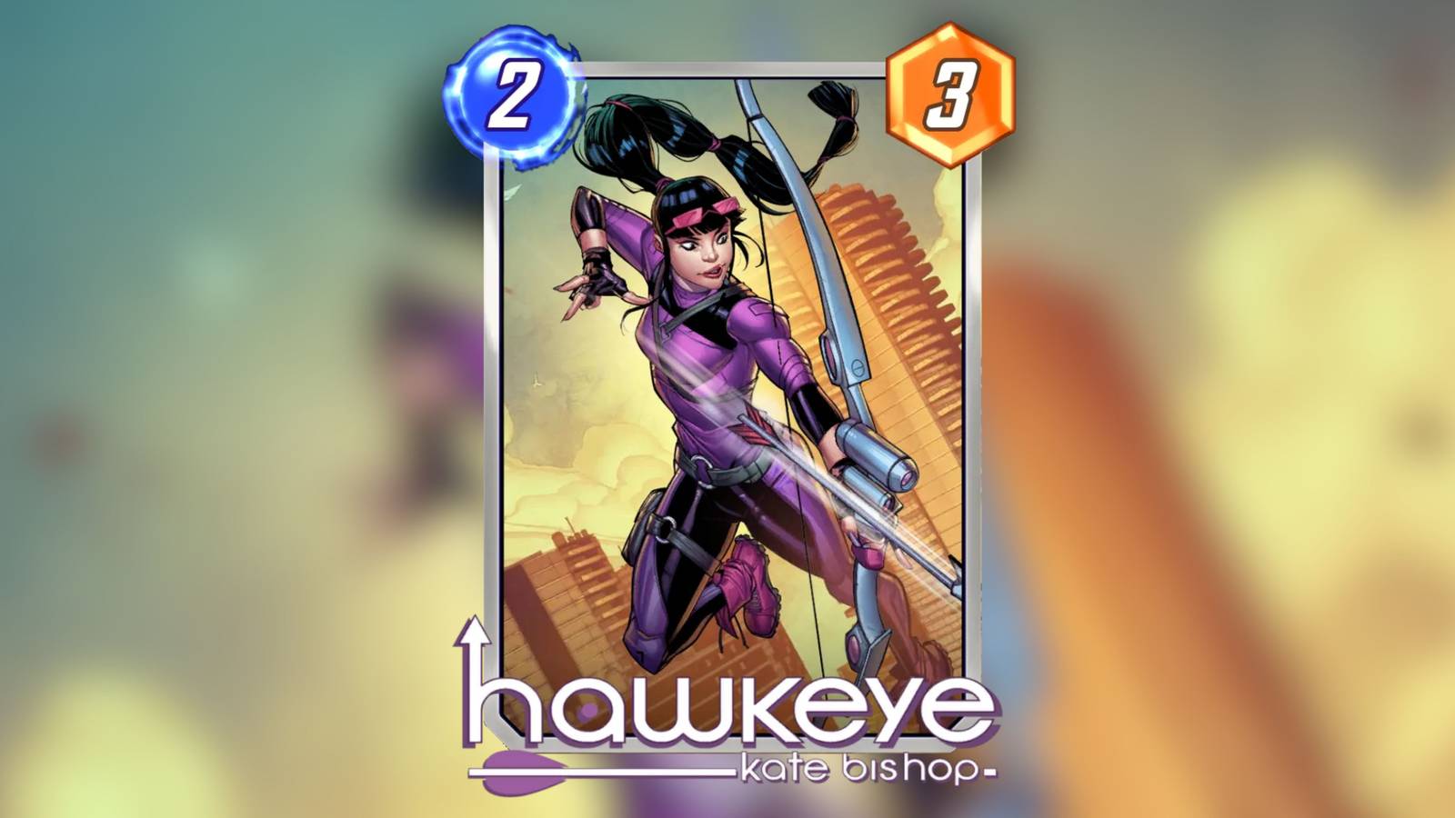 the base card of kate bishop in marvel snap.