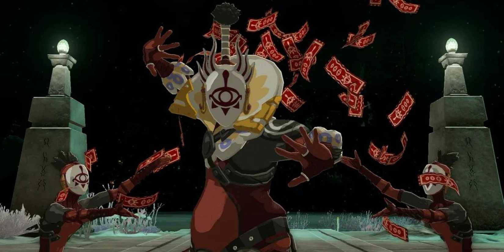 Master Kohga introduces himself alongside his subordinates from the Yiga Clan in The Legend of Zelda: Tears of the Kingdom