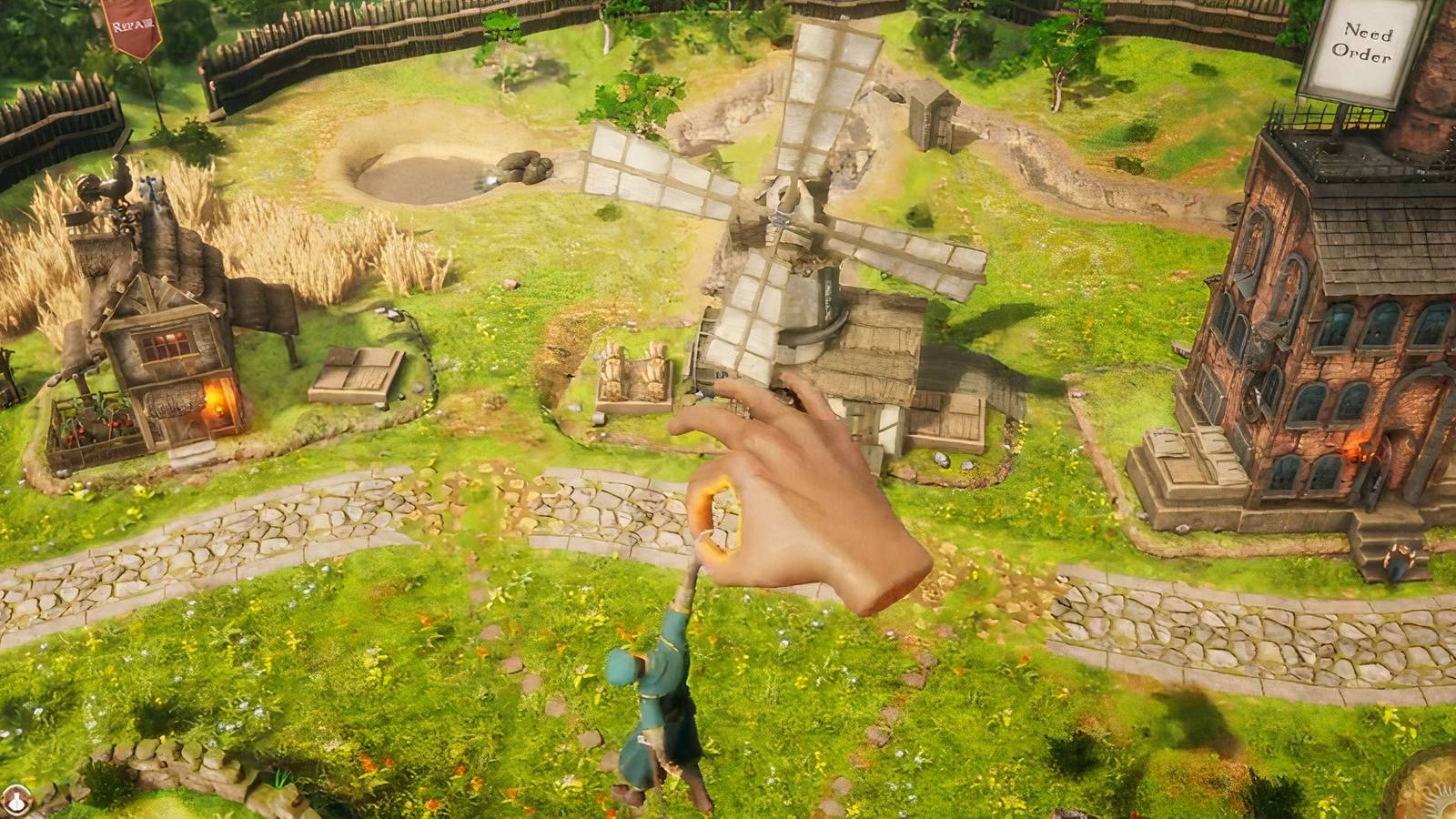 masters of albion god hand grabs a villager 