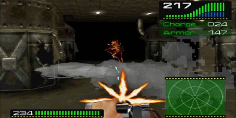 A screenshot from the PS1 game Alien Trilogy