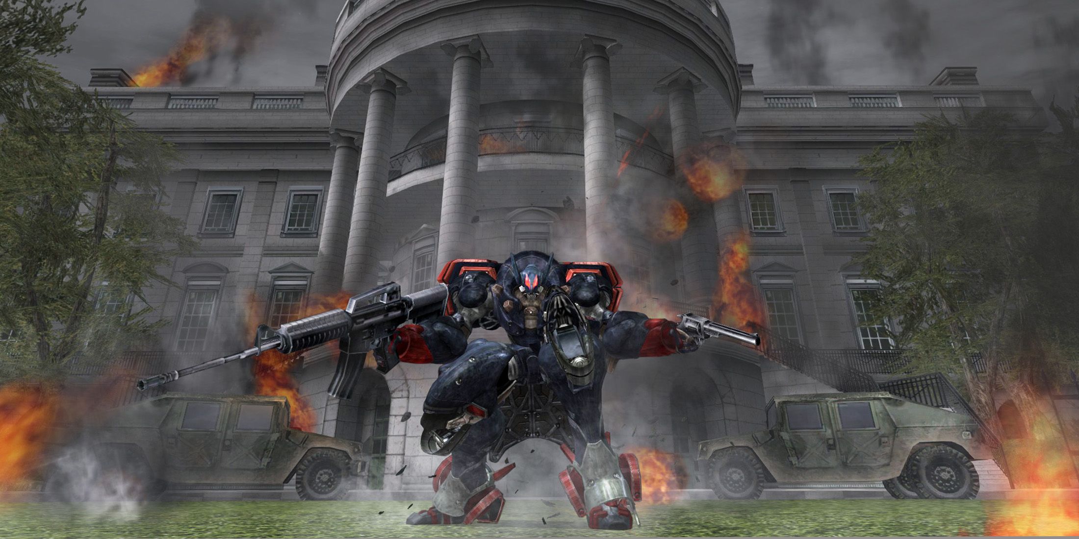 Metal Wolf Chaos XD mecha infront of white house