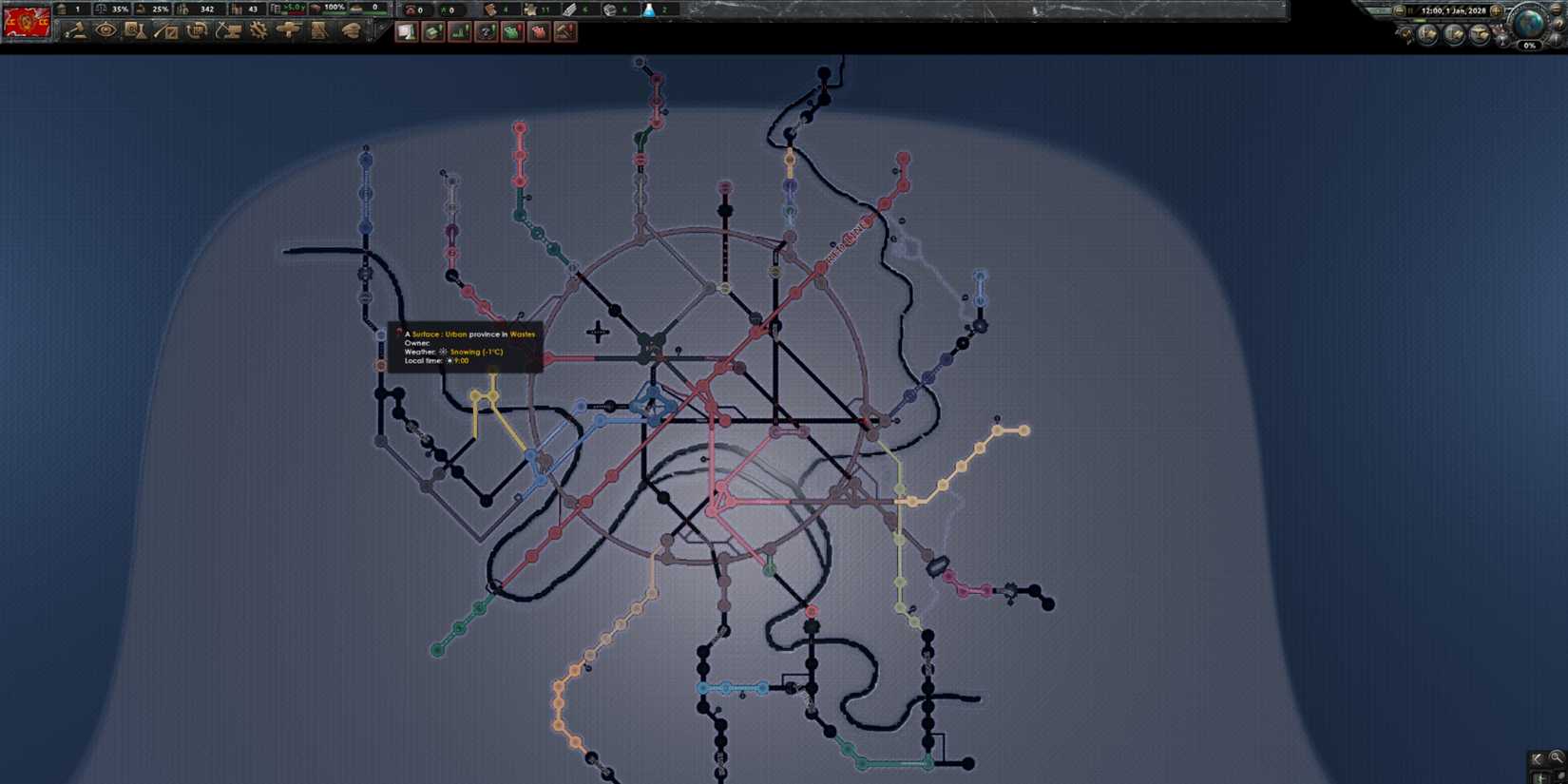 The world map of Metro Genesis subway map in Hearts of Iron 4