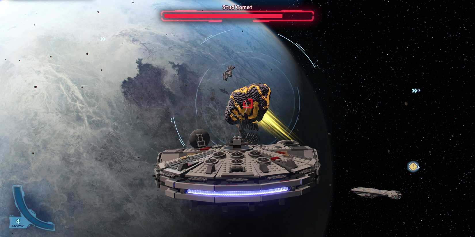 millenium falcon destroying a stud comet